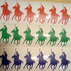 Set von 12 Polo Player Vinyl Aufkleber - Polo Pferd Aufkleber für Geburtstag & Ballon Party Dekoration