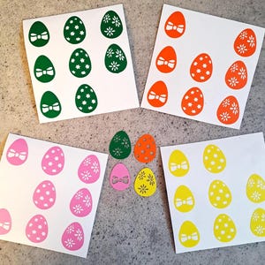 Set of 9 Easter Egg Stickers  , Decorative Egg Decals for Crafts & Gifts