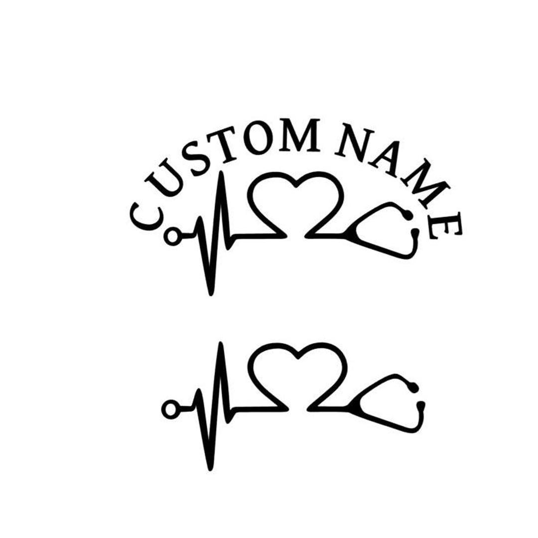 Personalized Heart Stethoscope Vinyl Decal - Custom Name Medical ...