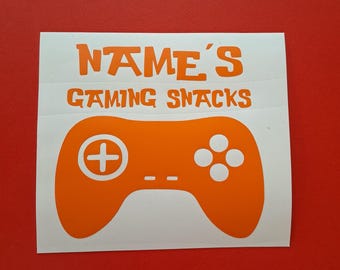 Anpassat namn Gaming Snacks Burk Vinyldekal