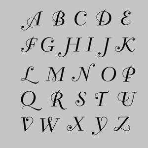 Corsiva Font Alphabet - Vinyl Aufkleber, vollständiges Alphabet - Großbuchstaben.