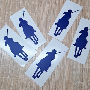 Set of 12 Polo Player Vinyl Decals – Polo Horse Stickers for Party Supplies and Decorations