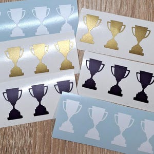 Set of Victory Trophy  –    Vinyl Stickers, Perfect for Awards & Parties / Place Winner Cup  Vinyl decals /Award Wall Decals
