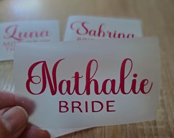 Custom Name Vinyl Decal: Personalized Wedding Party Sticker