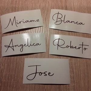 Custom name vinyl decals for glasses, wood, paper, windows, walls, car, metal, balloons, cup. ...