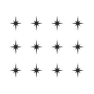 set of 12 Starburst Vinyl Decal , Star Stickers.