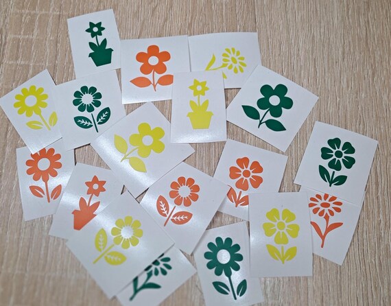 12 Adesivi A Forma Di Margherita, Vinile Trasparente Impermeabile, Dimensioni 3,8-8,1 Cm, Rimovibili Per Bottiglie, Diari E Decorazioni Fai Da Te - 2