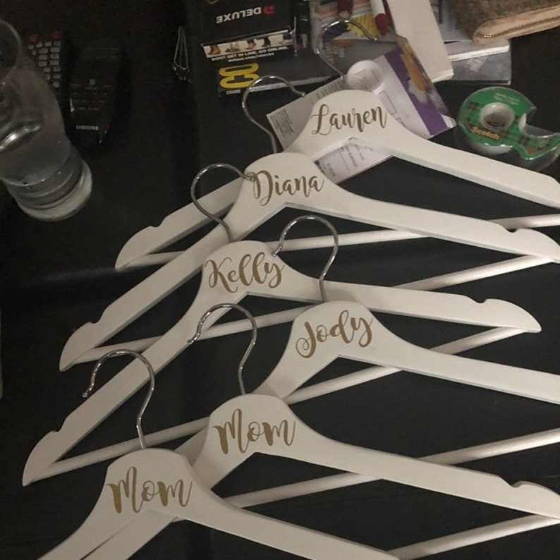 Custom name decals for Wood Hanger Bridal Party Decals Etsy