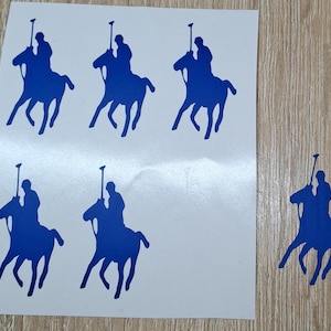 Set of 6 Polo player vinyl decal, polo horse decal stickers, party supplies. birthday party decorations. balloon party decor