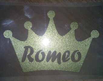 Custom Name Crown Iron On Decal: Baby Shower Party Decor