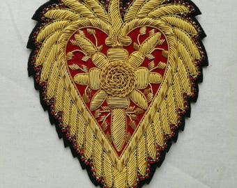 Handmade STAR Gold Bullion embroidery Sew On Patch Ecusson brode a la main Handmade STAR Gold Bullion embroidery Sew On Patch Ecusson brode a la main
