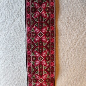 Galon brode motifs elegance fuchsia et vert sapin 5 cm image 3