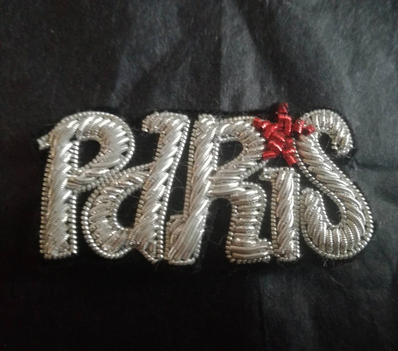 Paris silver embroidered patch