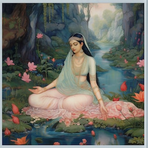 Radharani In Meditation Krishna Art Print Krishna AI Art Krishna Poster Krishna Digital Art