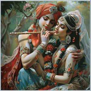 Radha Krishna Serene Art Print Krishna AI Art Krishna Poster Krishna Digital Art
