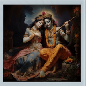 Radha Krishna Peaceful Print Krishna AI Art Krishna Poster Krishna Digital Art