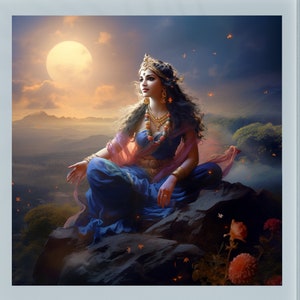 Radharani esperando a Krishna Art Print: Diosa hindú (Descarga digital)