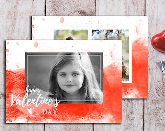 Valentine's Day Card Template, Valentine's Day Card for Photoshop, Holiday Card Templates, Photography Templates