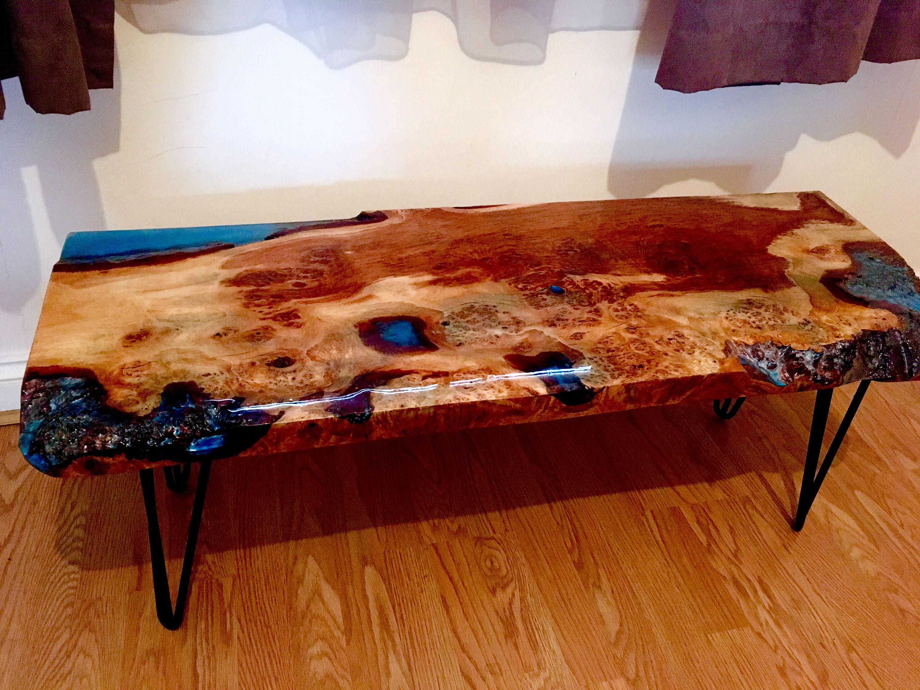 SOLD Burr Oak Live edge Character Epoxy resin coffee table | Etsy