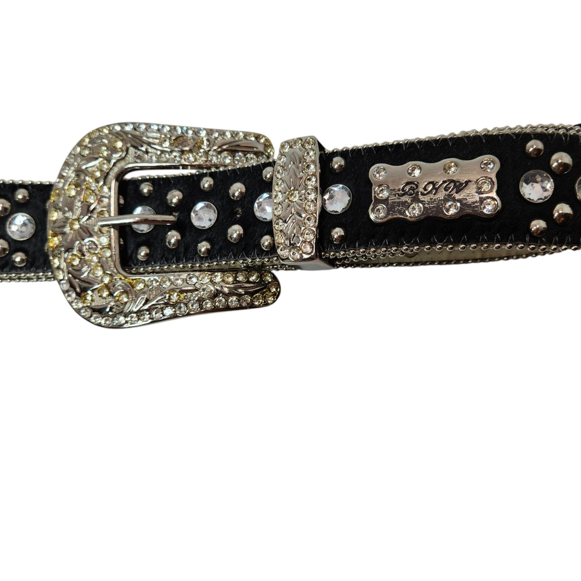 Ceinture Femme Western Bling Avec Strass - Noire En Simili Cuir - Occasion - Style Cow-boy Chic