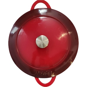 Denby Röd Emalj Gjutjärn Rund 4-Quart Grund Gryta