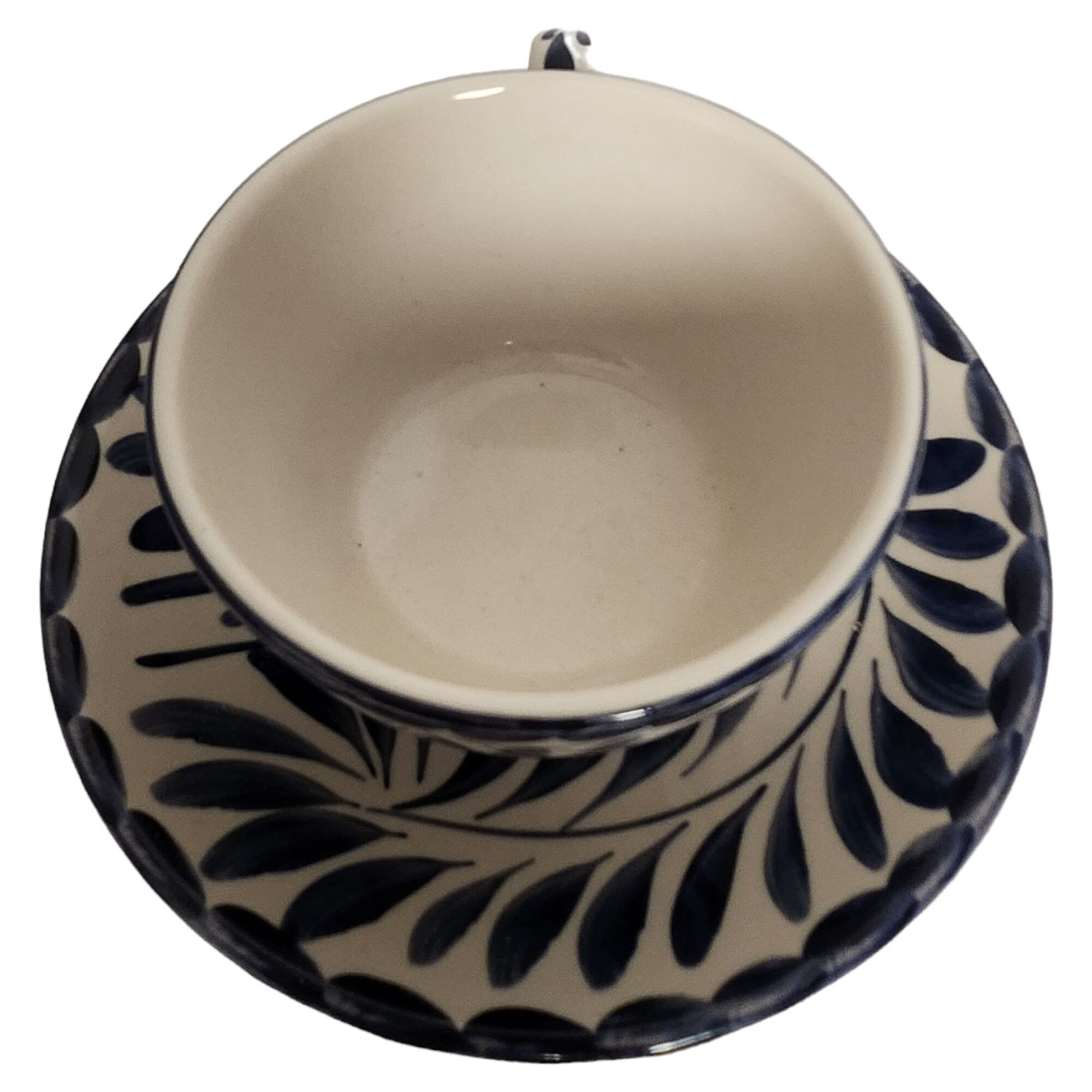 Vintage Anfora Puebla Mexico Blue and White Cup & Saucer Set Etsy