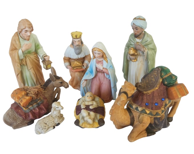Ulanik Set Presepe Di Natale In Legno 14 Pezzi Con Personaggi E Casa, Decorazione Da Tavolo, Artigianale, Per Collezionisti