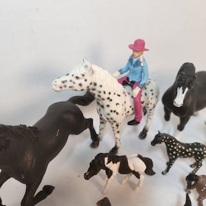 Schleich Allemagne 2005 Cheval de collection Lot de 14 figurines Barrel Racer Appaloosa Barrels Billy Goat image 4