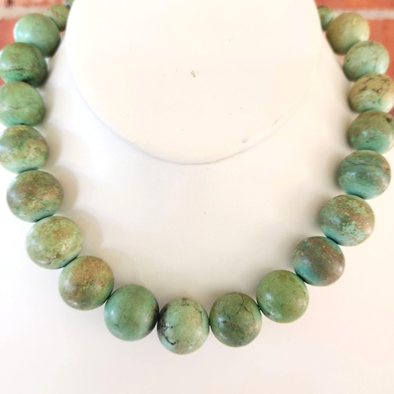 Turquoise Bead Necklace Statement Southwestern Na… - image 1