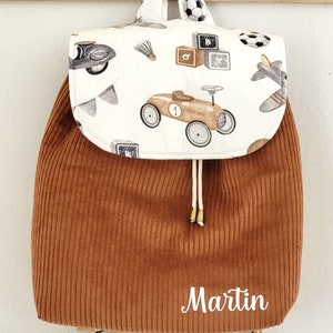 Sac à dos maternelle en velours, sac à dos maternelle voiture, sac à dos enfant personnalisé, sac maternelle garçon, sac maternelle avion