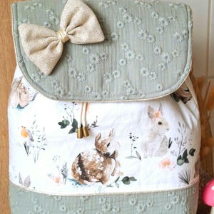 Sac à dos enfant animaux de la forêt , sac enfant personnalisé, sac maternelle fille biche, Sac à dos bébé, sac à dos enfant personnalisé
