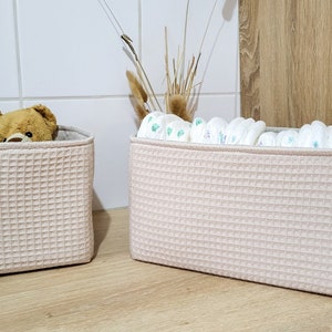 Panier à couches et panier à langer, chambre bébé, panier nid d'abeille, ensemble panier à langer, panier rangement personnalisé bébé creme