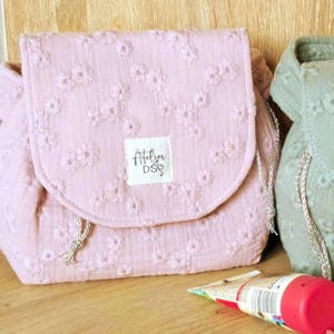 Bourse à maquillage, pochette manucure, pochette à maquillage, cadeau nounou, trousse ronde bourse, trousse maquillage rose, trousse