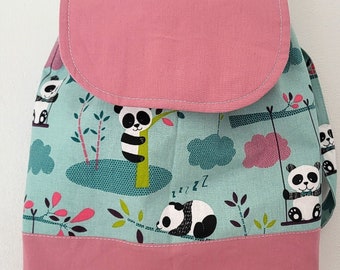 Sac à dos pandas, sac enfant personnalisé, sac à dos rose, sac crèche, sac maternelle prénom, cadeau fille personnalisé