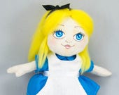 Alice Puppe – gemalt Gesicht Puppe – Wolle und Stoff Stoffpuppe – Märchen Doll-Geschenk für Mädchen - Alice Puppe für Mädchen - Stoffpuppe