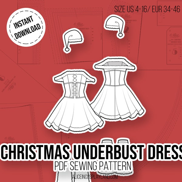 Christmas Underbust Dress Cosplay Sewing Pattern