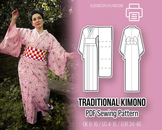 Traditional Kimono or Yukata Sewing Pattern With Obi - Etsy