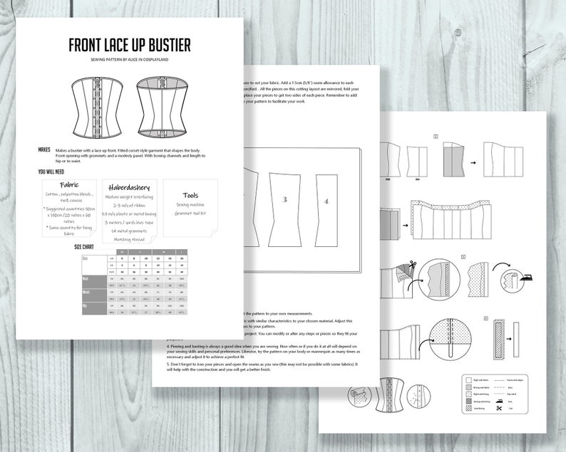 Corset Bustier With a Lace up Front, Sewing Pattern. Fitted Corset ...