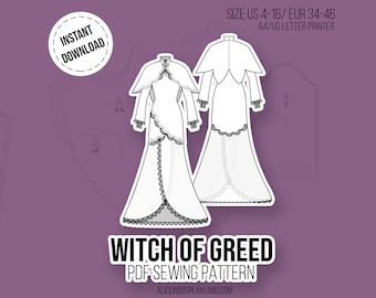 Witch of Greed Echidna Cosplay Sewing Pattern