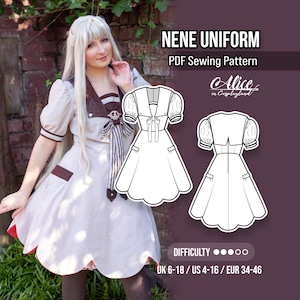 Robe à col moyen Nene Square, patron de cosplay uniforme