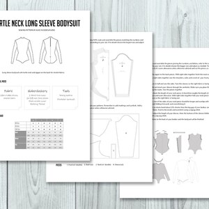 Turtle Neck Long Sleeve Bodysuit Sewing Pattern DIY High neck dancing wear leotard Superhero maillot Stretch fabric cosplay pattern image 3