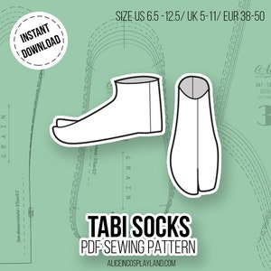 Tabi socks for kimono or martial arts Sewing Pattern