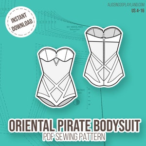 Orientalischer Piraten Body Cosplay Pattern. Applikationen auf Stretch Stoff nähen kostenlos.