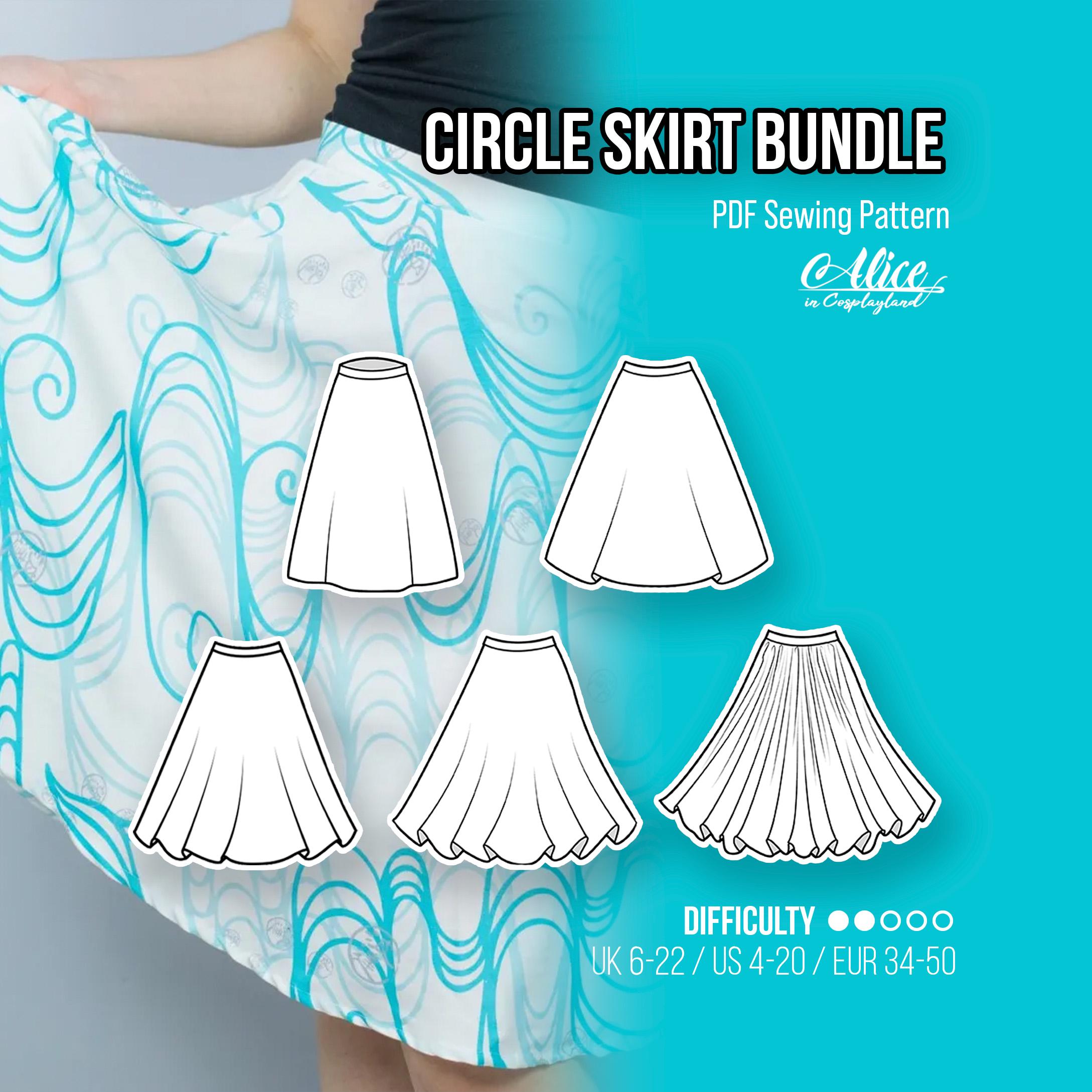 Circle Skirt Sewing Pattern Bundle. Includes a Quarter of a Circle