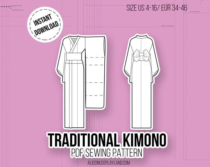 Butterick 6698 Sewing Pattern Yukata Kimono Pattern Japanese Wrap Robe ...