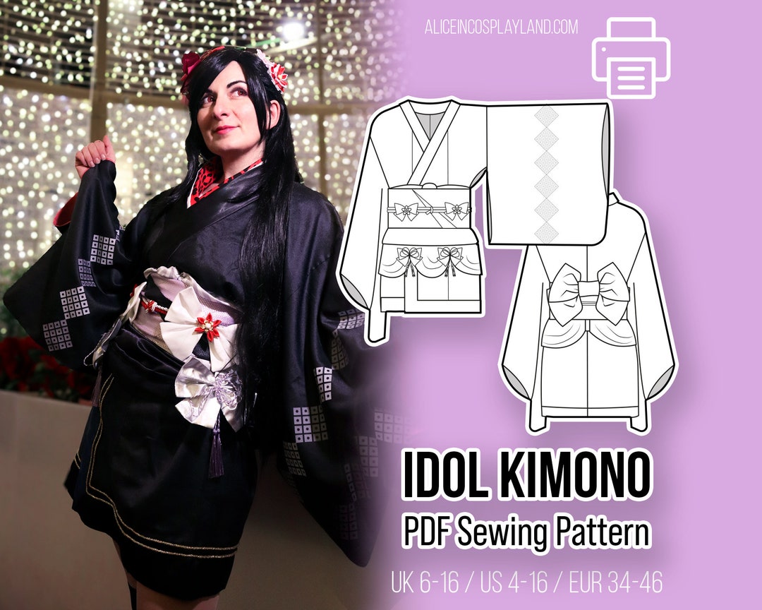 Short Idol Kimono Sewing Pattern - Etsy
