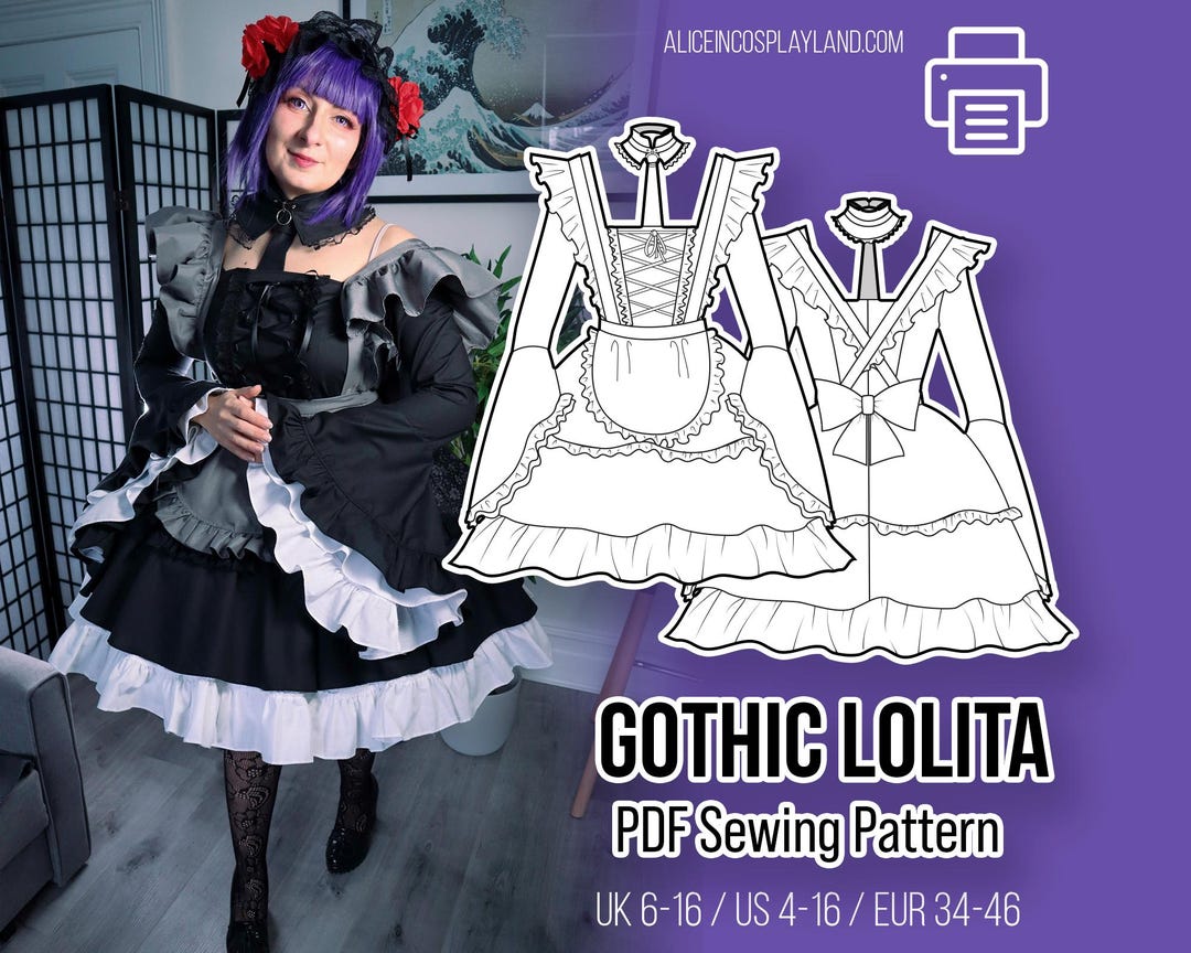 Gothic Lolita Maid Dress With Apron Sewing Pattern - Etsy