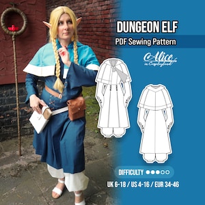 Patrón de costura en PDF para cosplay de elfo de mazmorra