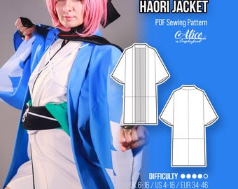 Patrón de costura de chaqueta Haori y Nagabaori para kimono