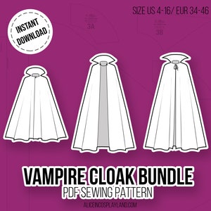 Vampire Cloak Bundle - Cosplay PDF sewing pattern